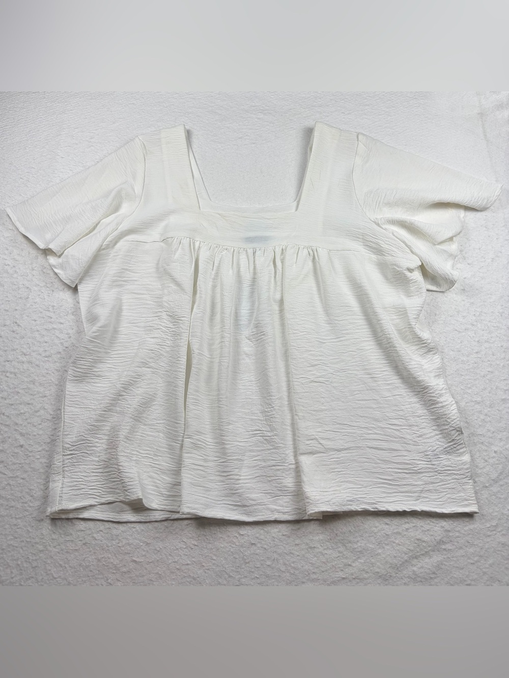 Bobeau White Square Neck Flutter Sleeve Blouse - Size XL